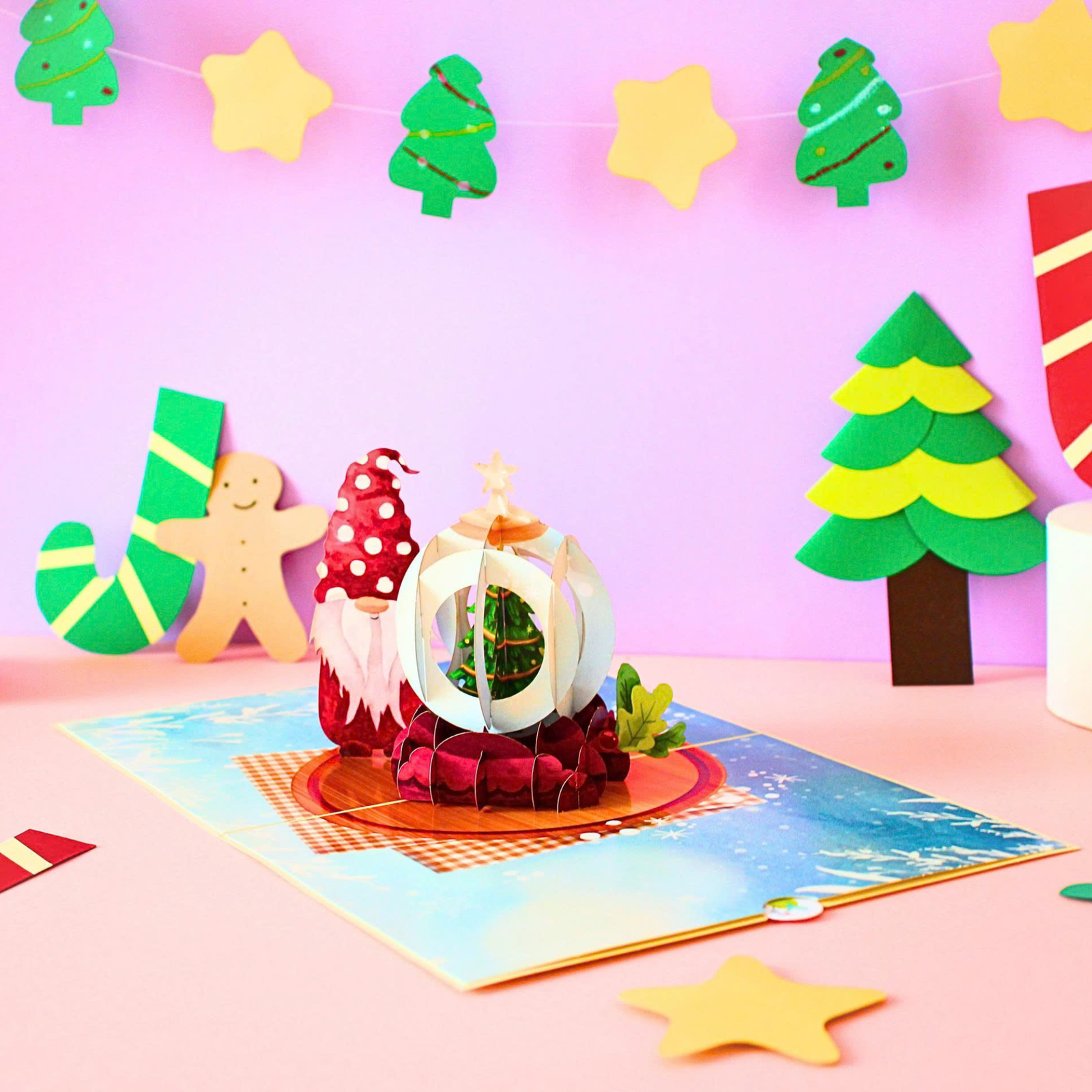 Gnome and Snow Globe 3D Pop Up Card