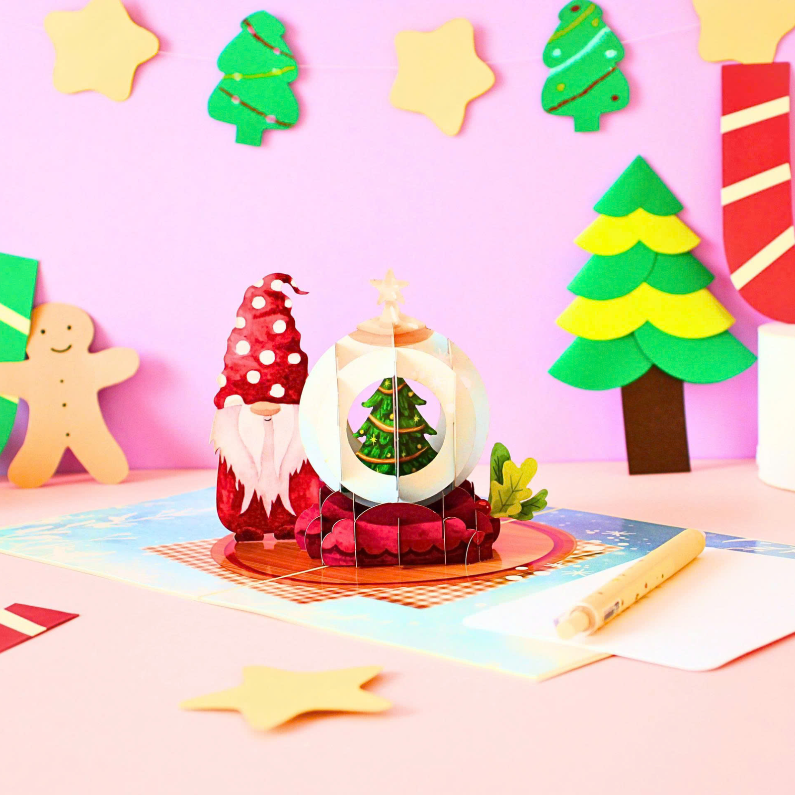 Gnome and Snow Globe 3D Pop Up Card
