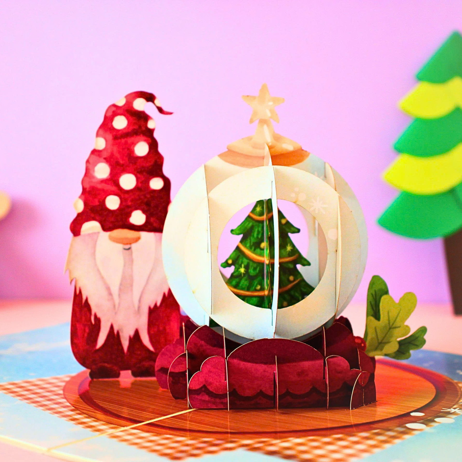 Gnome and Snow Globe 3D Pop Up Card