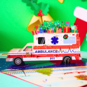 Xmas Funny Ambulance 3D Pop Up Card