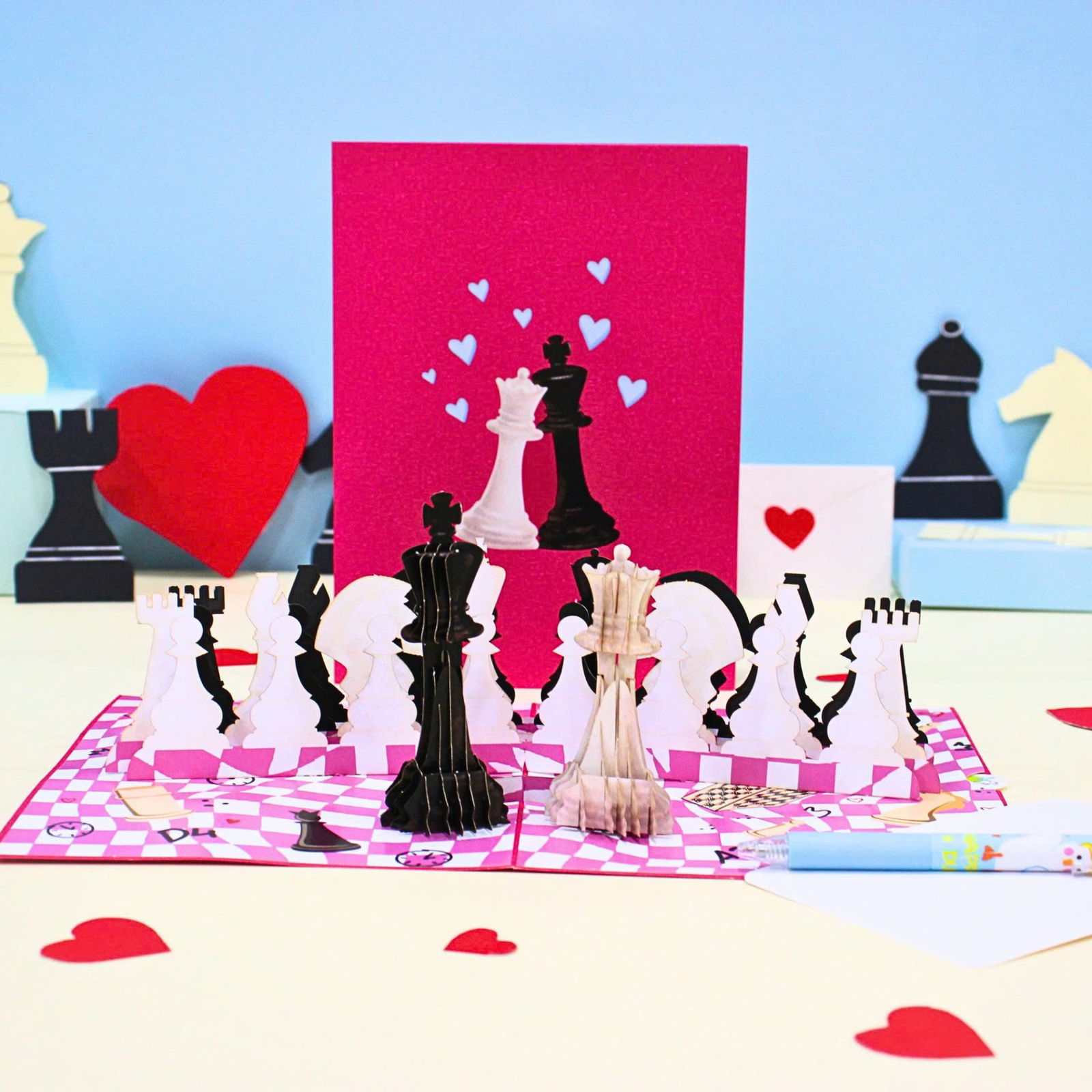 King and Queen Chess 3D Pop Up Card - Image 3