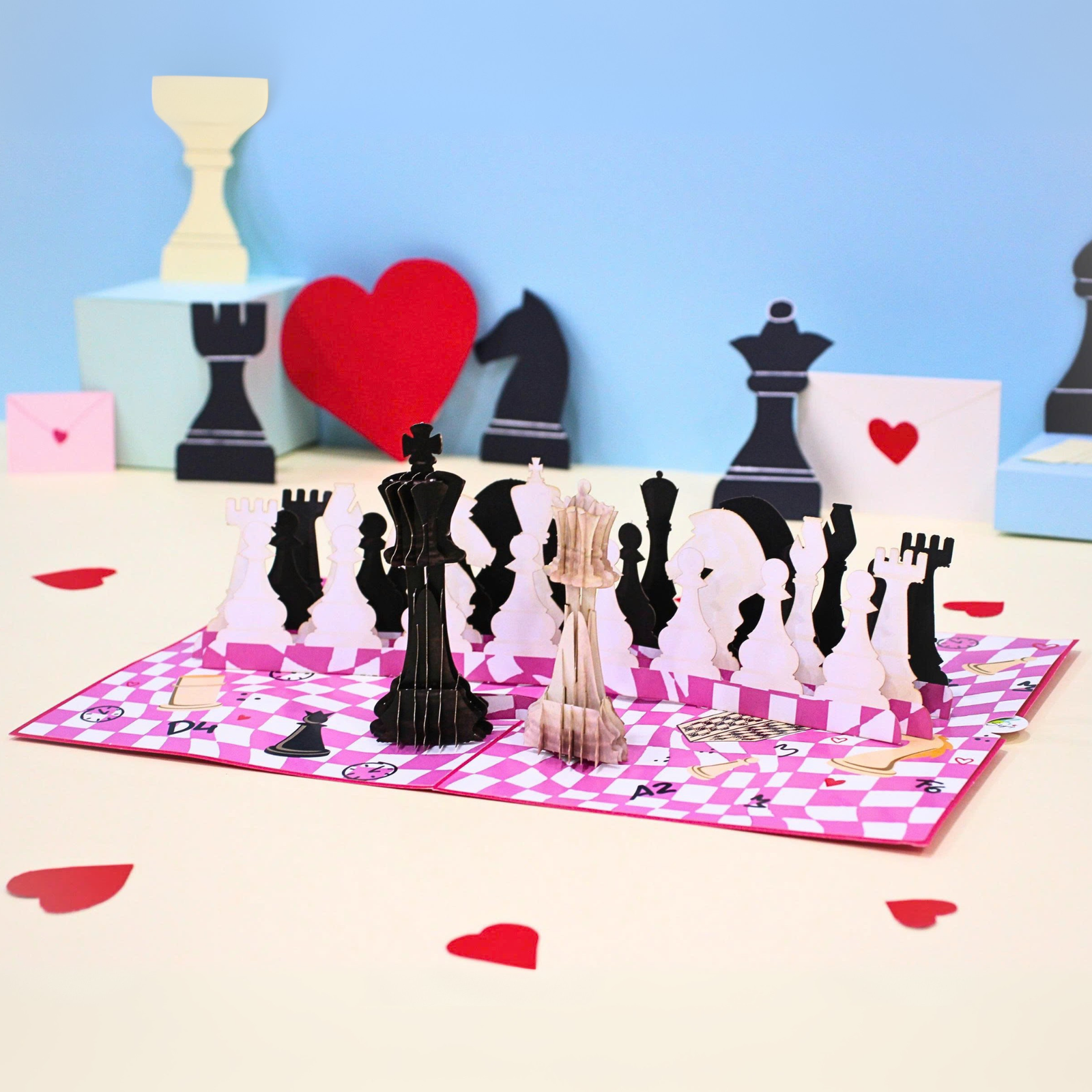 King and Queen Chess 3D Pop Up Card
